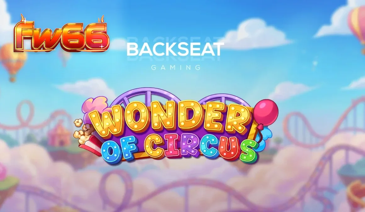 Tampilan visual neon dan simbol karnaval dalam permainan slot Wonder of Circus